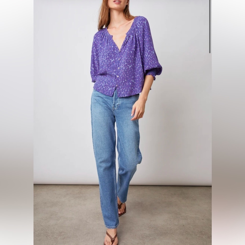 Rails Purple Smocked Blouse with Relaxed Fit - Picture 3 of 15